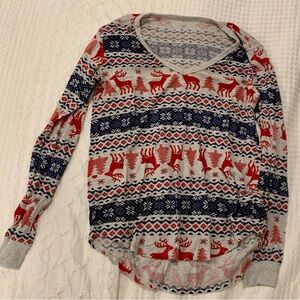 GAP Red and Blue Reindeer Print Sleep Top and Matching Pants